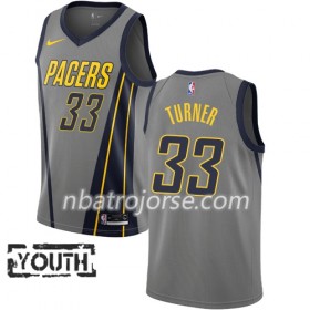 Barn Indiana Pacers Tröja Myles Turner 33 2018-19 Nike City Edition Grå Swingman